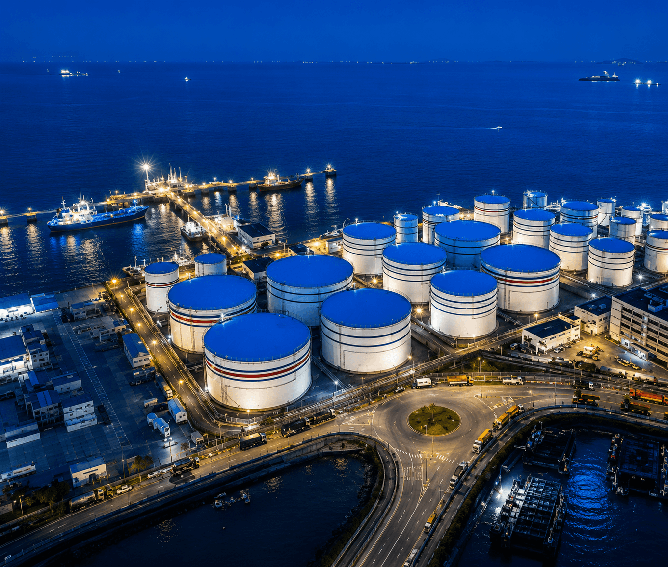 Petroleum terminal connecting marine, storage, and road logistics
